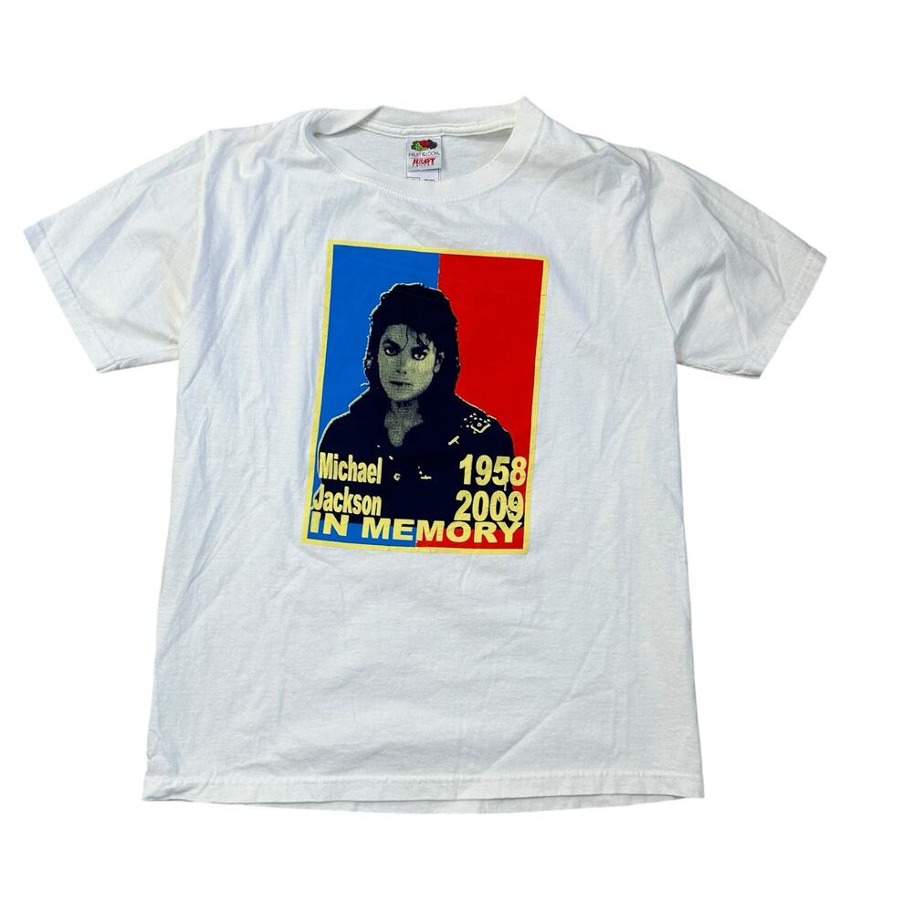 Michael Jackson Memorial T-Shirt White Blue Red Yellow Cotton Small unisex